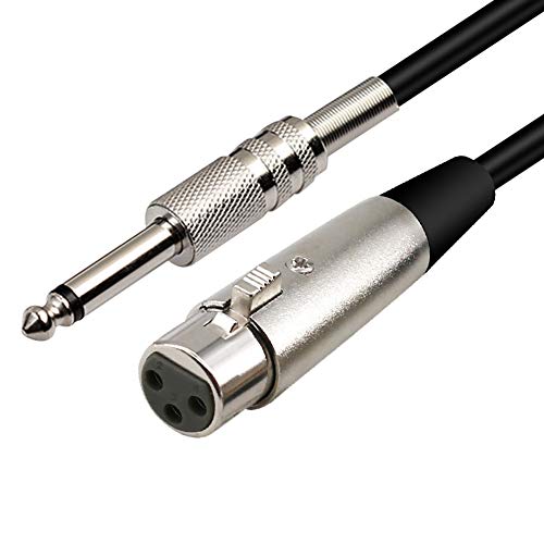 Yeung Qee Câble micro XLR femelle vers 1/4 6,35 mm TS mono jack déséquilibré pour microphone/mixeur/home cinéma, etc. 10ft/3m Noir