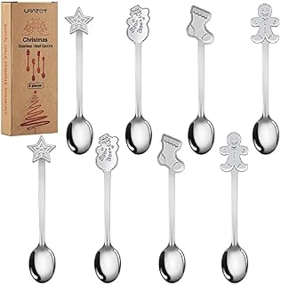 URATOT 8 Pieces Stainless Steel Spoons Coffee Tea Dessert Mixing Spoons Christmas Stocking Fillers(8)