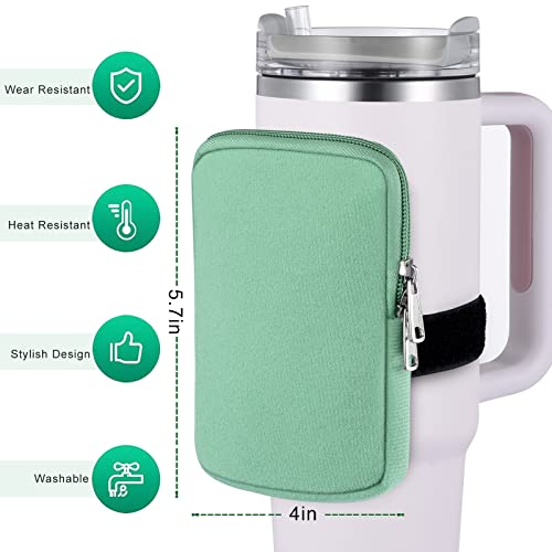 Water Cup Bottle Pouch Compatible For Stanley Tumbler Quencher Adventure 40Oz & Stanley Iceflow 20/30 Oz, Gym Running Water Bottle Fanny Pack Bag Accessories Handheld Caddy For Women Men (Green) #TOP3
