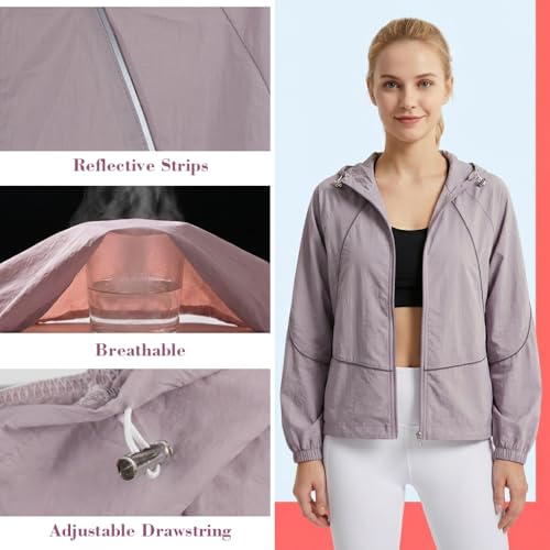 Image of Venzina UPF 50+ Women's Slim-Fit Sun Protection Hoodie -Lightweight & Breathable Summer Jacket with Reflective Trim, Adjustable Hem for Outdoor, Commute, Sport, Travel