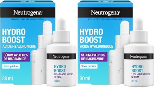 Hydro Boost Serum%10 Niasinamid (30 ml pipetli şişe) – Hyalüronik asit ve niasinamid içeren nemlendirici serum – Cilt tonunu eşitlemeye ve canlandırmaya yardımcı yüz bakımı (2 paketi)