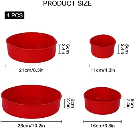 Gukasxi 4 Pcs Silicone Cake Tins for Baking, Layered Cake Mould, Round Cake Tin, Silicone Cake Mould Non-Stick & Quick Release Cake Tins Release Silicone Baking Tins for Cake(4, 6, 8, 10 inch)