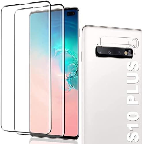 For Samsung Galaxy S10 Plus HD Screen Protector + Camera Lens Protector, Support Fingerprint Unlock, 3D Full Coverage, 9H Hardness, Scratch Resistance, Compatible with Galaxy S10 Plus [2+2 Pack]