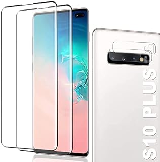 For Samsung Galaxy S10 Plus HD Screen Protector + Camera Lens Protector, Support Fingerprint Unlock, 3D Full Coverage, 9H Hardness, Scratch Resistance, Compatible with Galaxy S10 Plus [2+2 Pack]