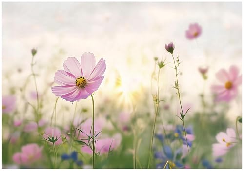 WallArena - Vlies Fototapete Blumen 350x250 cm - Fototapeten - Tapeten - für Wohnzimmer Schlafzimmer - Vliestapete Wandtapete Tapete 3D Effekt- inkl. Kleister - Wiese Natur Blume