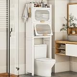 DE PISO: Rejilla para inodoro que ahorra espacio, protege las paredes y es fácil de mover. Se utiliza para colocar artículos de limpieza, artículos de lavandería, detergente, champú, cesto de ropa, artículos diversos, etc.