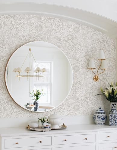 Micpolo Peel and Stick Wallpaper Boho Grey Wall Paper Grey and White Floral Wallpaper for Bedroom Bathroom Removable Self-adhsive Contact Paper for Cabinets Nursery Shelf Liner 17.3" x 118" - image 2