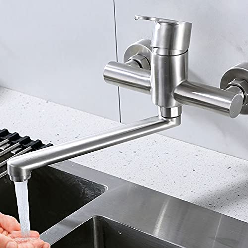 Robinet de cuisine mural eau chaude et froide à 2 trous