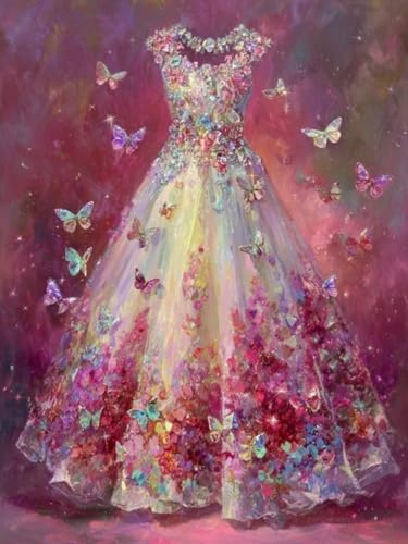 Art diamant painting complet anti stress motif robe fleurie