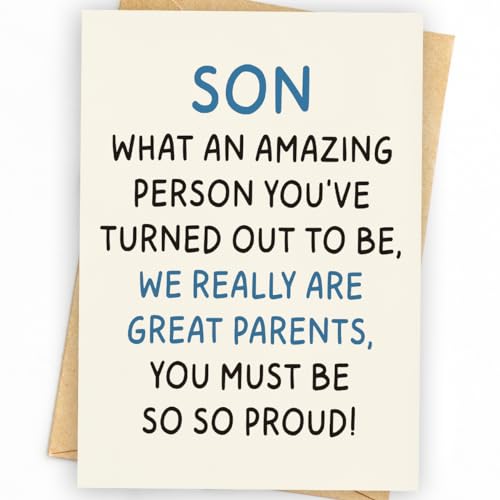 WowBefun Son Birthday Card | Birthday Card Son | Birthday Card for Son | Son Birthday Card from Mom, Dad, and Parents | Funny & Happy Birthday Card for Adult Son | Birthday Gifts for Son