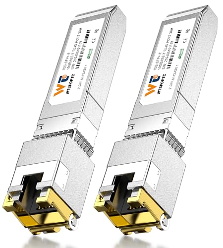 Image of 2 Pack 10GBase-T SFP+ to RJ-45 Transceiver, 10G Copper SFP+ CAT6a Module | Ethernet Auto-Negotiation 2.5G /5G /10G for RJ45, Up to 30m, for Cisco SFP-10G-T-S, Meraki, TP-Link, Mikrotik, Netgear