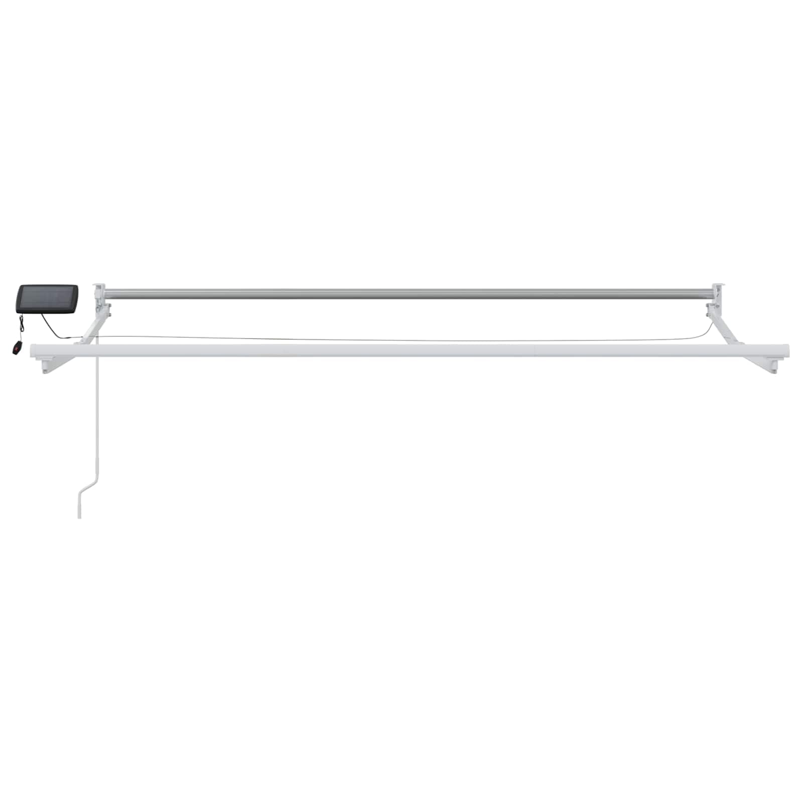 Telaio per tenda da sole in alluminio, bianco, 3 x 2,5 m, con manovella manuale e luci LED integrate, struttura solida per tettoia della terrazza, pannello solare incluso