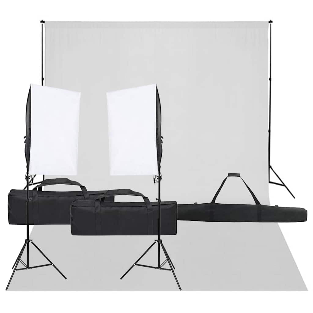 Zestaw do studia fotograficznego z oświetleniem i tłem do fotografii produktu, treści, filmów i nagrań studyjnych, w zestawie softboxy, statywy, tło, torby do noszenia, lampy LED