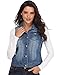 MISS MOLY Denim Vest for Women Distressed Classic Button Sleeveless Jean Jacket Blue L