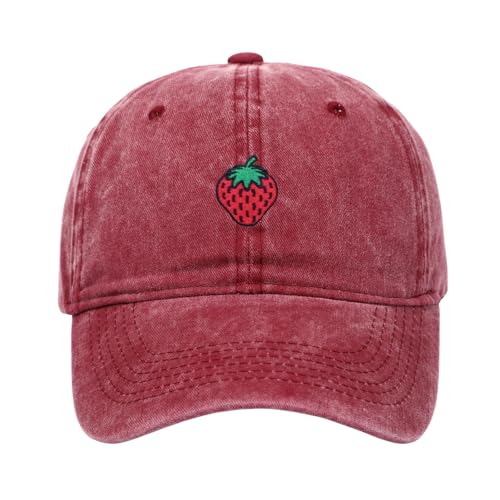Gorra de béisbol bordada fresa unisex algodón ajustable miniatura 1