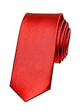 Länge: 145 cm Autiga Krawatte Herren Hochzeit Konfirmation Slim Tie Retro Business Schlips schmal, Rot, unisize