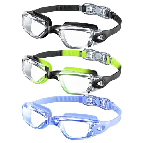 CIFOYA Kids Swim Goggles, Pack of 3 Swimming Goggles for Children Teens, Anti-Fog Anti-UV Youth Swim Glasses for Age 4-16