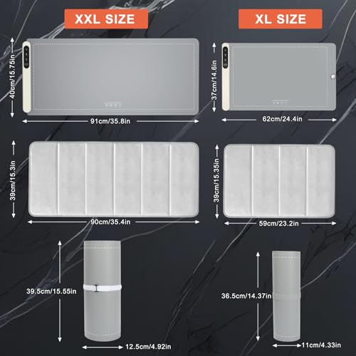 FYY Extra Large Warming Mat for Food with Heat Resistant Pad, Prevent Countertop Cracks, Keep Meal Warm, Rapid and Full Surface Heating, 6 Temp Settings, 6H Timer, Rollable Portable Food Warmer, Grey