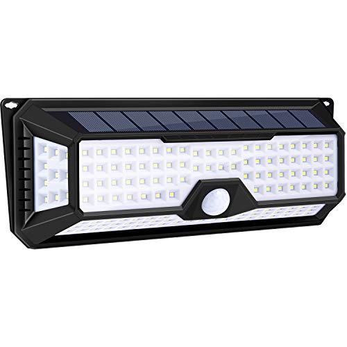 Utech 4 Sides 136 High Bright Solar LED Lights, Solar Powered Motion Sensor Light Control Sensor Lamp Waterproof & Wire Free Wall Lights for Outside Doors,Garden,Pathway,Garage,Step and Backyard Light