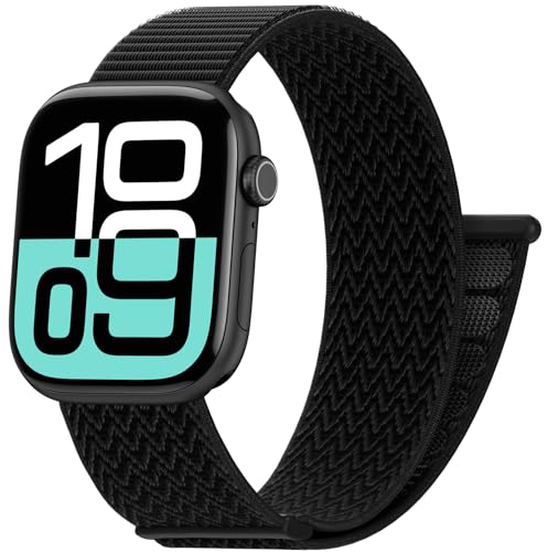 Nylon Sport Loop Band Compatible with Apple Watch Bands 38mm 40mm 41mm 42mm 44mm 45mm 46mm 49mm, Breathable Soft Band for iWatch 11 10 9 8 7 6 5 4 3 2 1 SE Ultra, Adjustable Wristband for Women Men