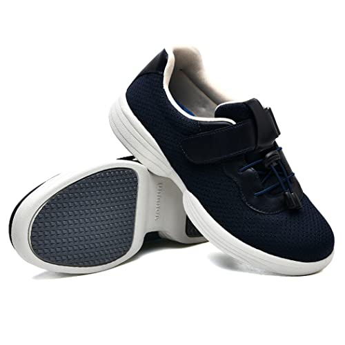 LEEWEE Diabetic Schuhe Für Ältere Breite Schuhe Wandergedächtnisschwamm Schuhe Verstellbarer Abschluss Atmungsaktivem Leichten Nicht Slip Turnschuhen Enthalten Geschwollene Füße Ödemen,Blau,43 Cover