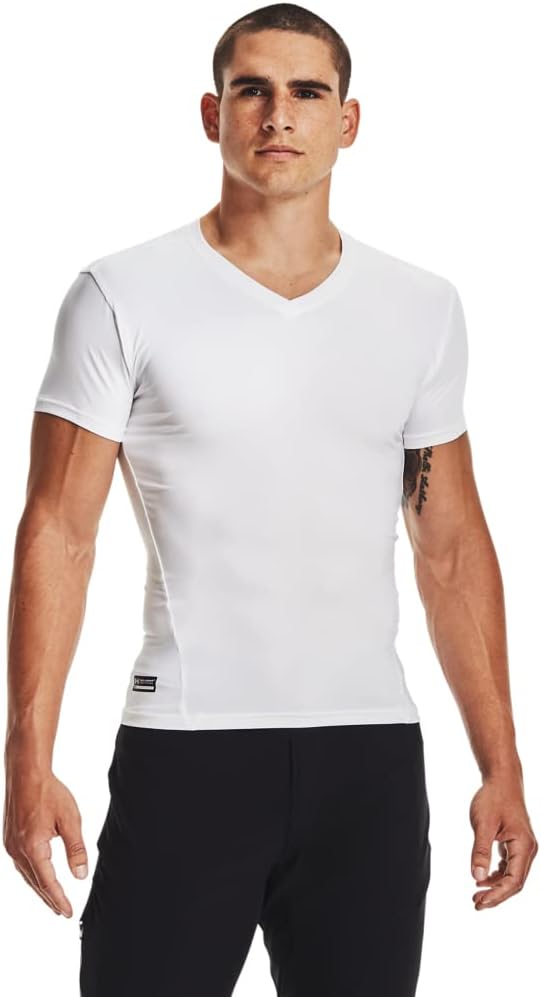 Men's Heatgear Tactical V-neck Compression Short-sleeve T-shirt