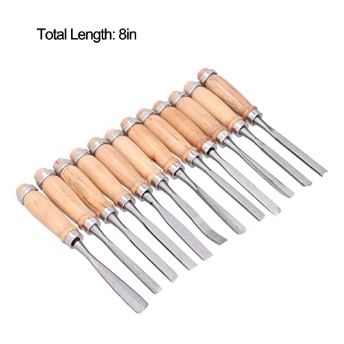 Wood Turning Chisel, 12Pcs 8in High Speed Steel Wood Chisel Sets, Grinder Wood Carving Chisels, Wood Chisel for Modeling, Carving, Cutting 7 Wood Turning Chisel, 12Pcs 8in High Speed Steel Wood Chisel Sets, Grinder Wood Carving Chisels, Wood Chisel for Modeling, Carving, Cutting - Image 7