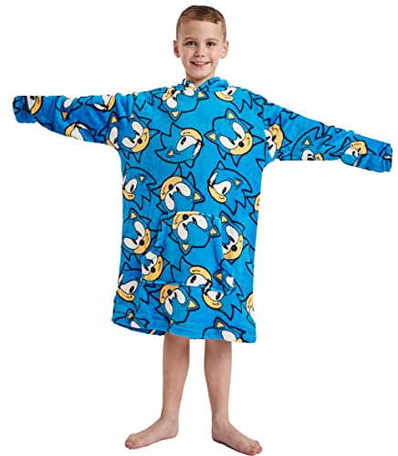 Kids Essentials Boys Sonic The Hedgehog Oversized Fleece Hoodie Hoody Sweatshirt (Sonic The Hedgehog, One Size)