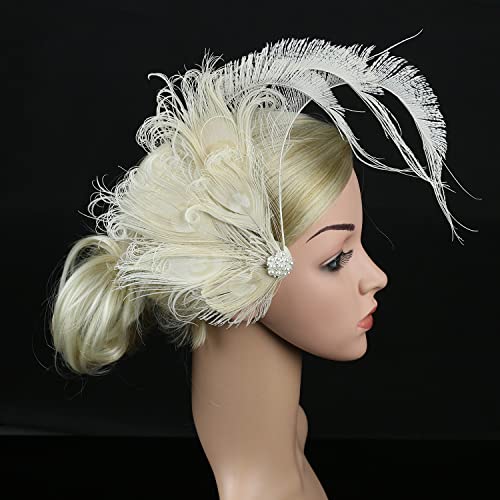 Pinza para cabello con pluma de pavo real miniatura 3