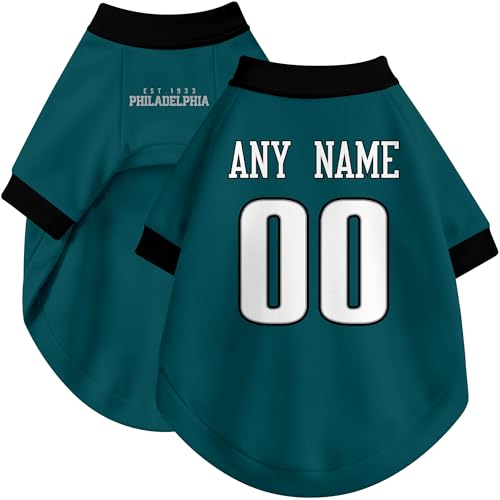 Image of Philadelphia Dog Clothes Jersey Style Personalized Pet T Shirt with Custom Name Number for Small Medium Large Dogs