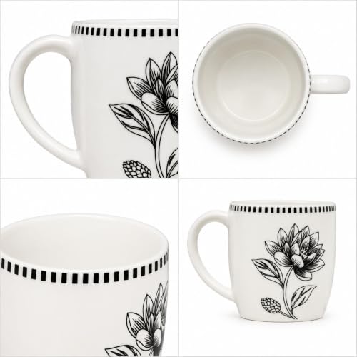 Image of Vistas Lotus Porcelain Cup Set of 6 for Tea, 200ml Each | Microwave & Dishwasher Safe Tea Cups Set of 6 | Matte Finish Ceramic Tea Cup Set | Coffee Cups & Mugs for Every Occasion