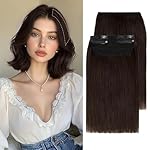 Clip in Hair Extensions Real Human Hair Short Extensions for Women Adding Volume 2 Pcs Invisible Clip on Hairpieces with Thinning 6 Inch Dark Brown