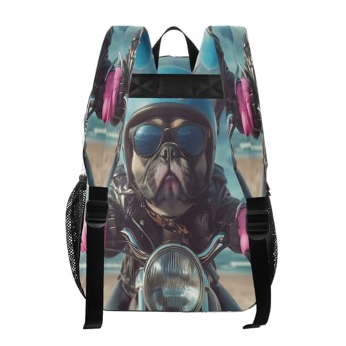 ALAZA Bulldog Rides Dog Clear Backpack PVC Transparent Bookbag Heavy Duty for Student Boy Girl Kids Adult School Travel Work3