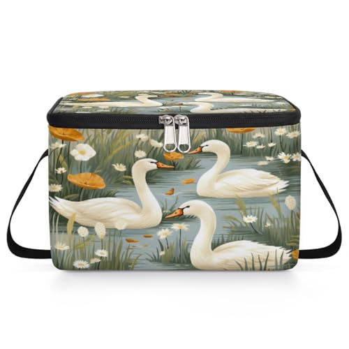 GzLeyigou Goose Lunch Bags for Women Men 9 Cans, Hot & Cold Food Delivery Bag Insulated Grocery Bag Insulated Lunch Box Goose Swimming Cooler Bag for Office Work Picnic Beach