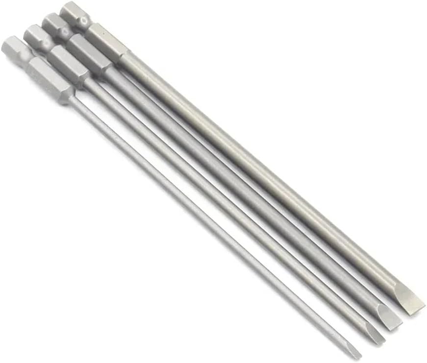 4Pcs 150mm Slotted Screwdriver Bit Set Magnetic Flat Head Screwdriver Bits 1/4" Hex Shank Screw Driver Hand Tools 3-6mm