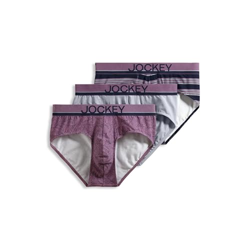 Jockey Men's Underwear True Style Brief - 3 Pack, Hiker/Grey Dove/Capeline Stripe, S