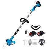 Cordless Grass Trimmer con Batteria E Caricabatteria 850W Prato Cutter con Batteria E Leggero e Telescopico Giardino Strimmer -180 ° Testa regolabile, blu, 18000Rpm