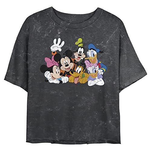 Disney Characters Mickey Group Women's Mineral Wash Short Sleeve Crop Tee