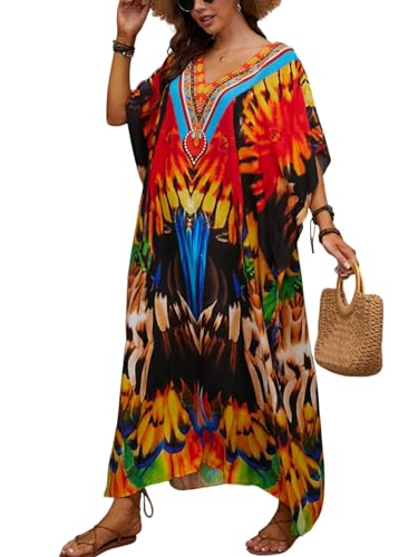 Image of Kaftan Dresses for Women Plus Size Bathing Suit Cover up Caftan Maxi Beach Dresses