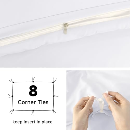 Image of Mejoroom White Duvet Cover Full - Bedding Sets Full - Soft and Breathable Comforter Cover with Zipper Closure, 3Pieces, 1 Duvet Cover (80x90) and 2 Pillow Cases(20x26)