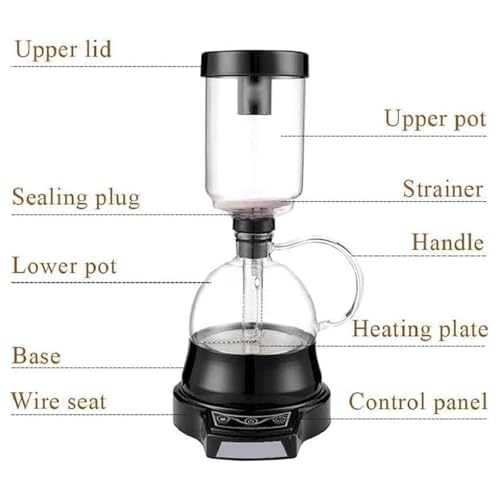 Electric Siphon Coffee Maker, Coffee Maker Brewer with Auto Timer & 400ml Glass Pot, 60s Extraction & 2 Power Adjustable, Removable Design, Vacuum Coffee Machine for Coffee Lover, Coffee 7 Electric Siphon Coffee Maker, Coffee Maker Brewer with Auto Timer & 400ml Glass Pot, 60s Extraction & 2 Power Adjustable, Removable Design, Vacuum Coffee Machine for Coffee Lover, Coffee
