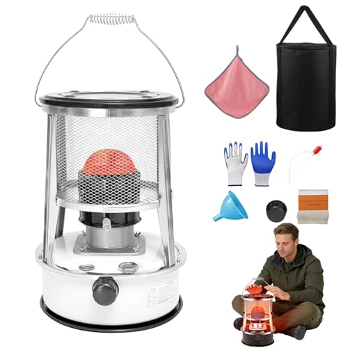 2026 New Non Electric Heaters for Indoor, 9000 Btu Kerosene Heater Indoor, Portable Camping heaters for Tent(Lasts 18 H), 2-in-1 Heater & Stove for Camping, Emergency Heat & Survival (White)