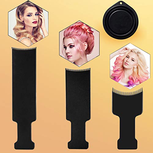10Pcs Balayage Highlighting Board and Brush Kit, Hair Coloring Set, 3Pcs Flat Top Comb Board Paddle 2Pcs Hair Color Brushes, Ear Cover, Foldable Mixing Bowl and Salon Cape for DIY Hair Salon Dye