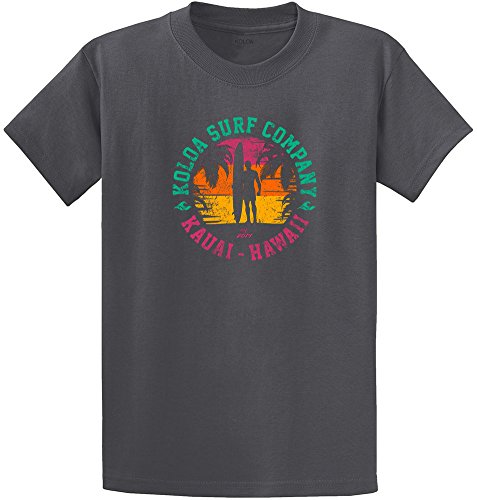 Koloa Youth Surfer Silhouette Distressed Logo Heavyweight Tee-XL-Charcoal/c