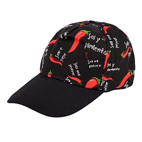 minkissy 1Pc Creative Peaked Chef Hat with Chilli Pattern Comfortable Kitchen Cap for Chefs Stylish Working Accessory for Cooking and Baking Easy to Black