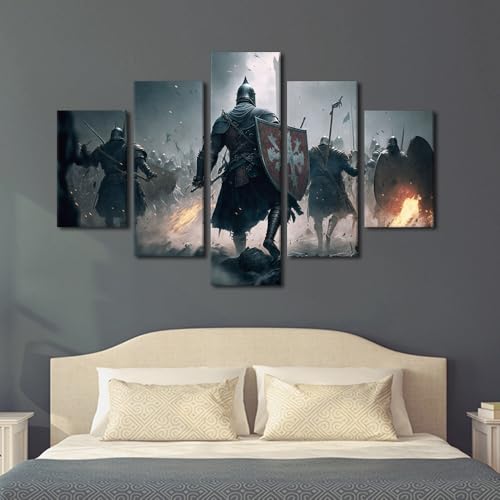 Impressions sur toile de guerrier médiéval aux détails artistiques