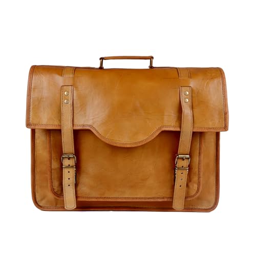 Handcrafted Vintage Brown Goat Leather Messenger Bag