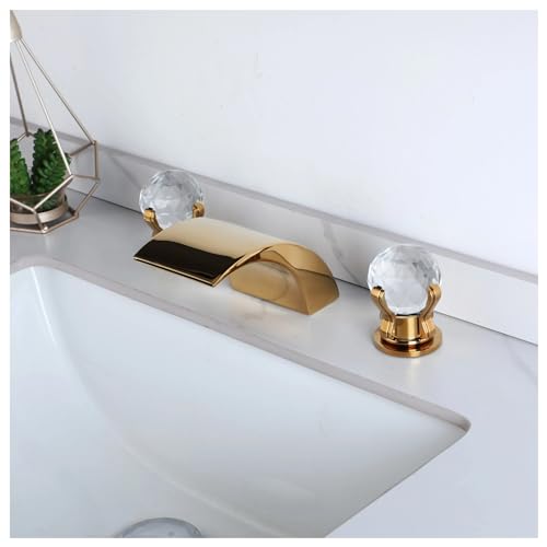 Grifo para lavabo de baño en cascada doble manija control preciso 5