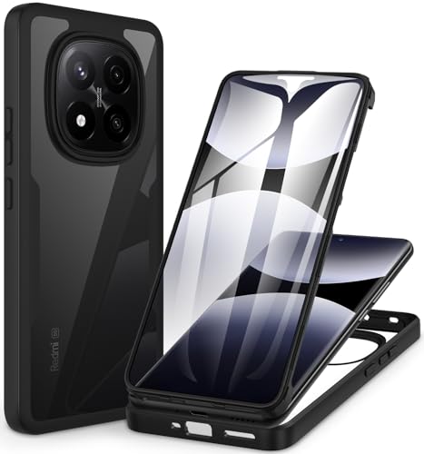 CENHUFO Funda Xiaomi Redmi Note 14 Pro 5G / Note 14 Pro Plus 5G/Note 14 Pro+, Carcasa Antigolpes 360 Grados con Protector Pantalla Integrado Robusta Doble Cara Bumper Case Transparente Capa -Negro