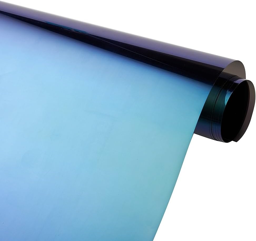 XhuangTech Chameleon Purple Blue Window Tint Film, 20% VLT 2 Mil Car Side Window Tinting, Block 90% Heat & 99% UV, Scratch Resistant Solar Film for Sedan/SUV Privacy Protection (39.37" in x 13.12' Ft)